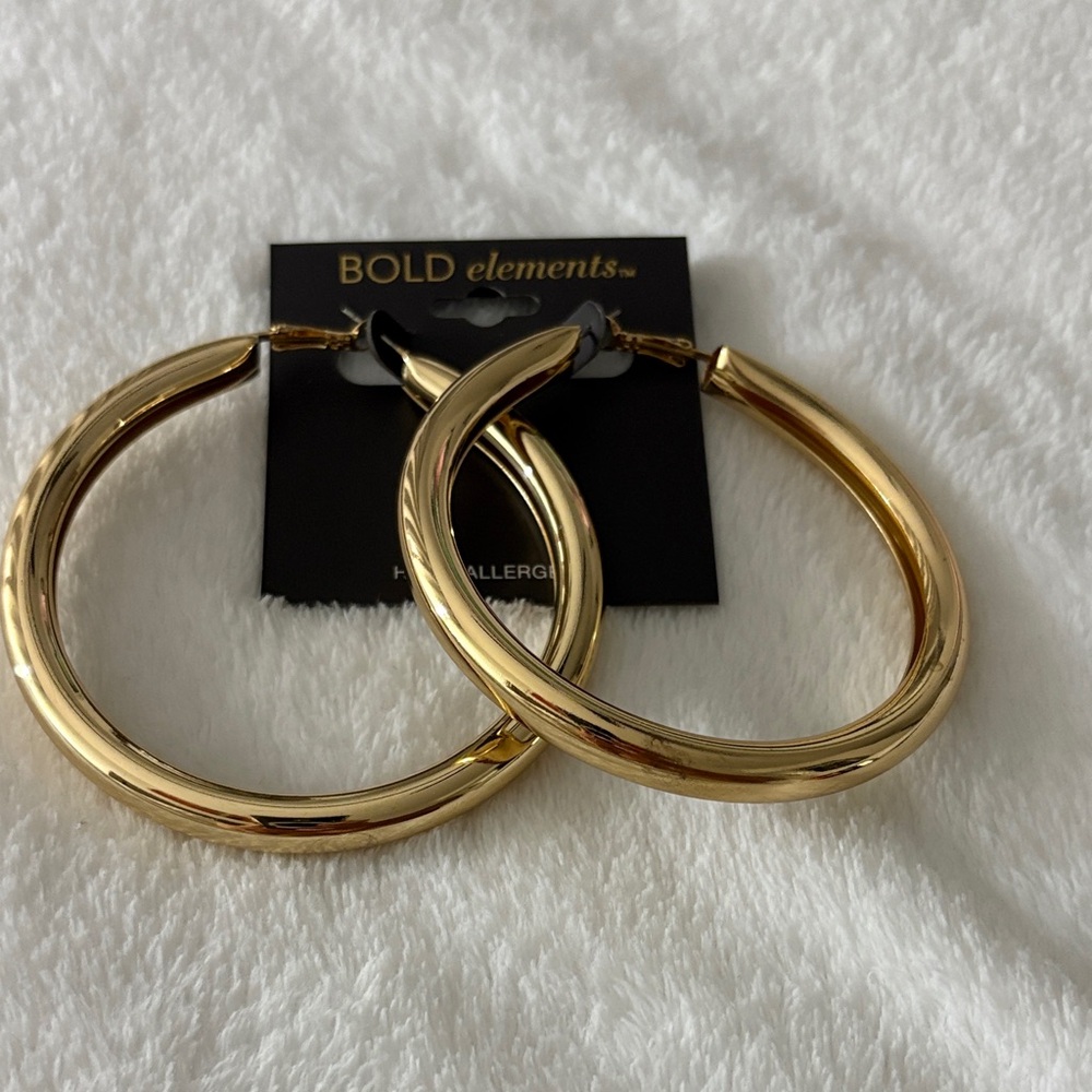 Bold Elements Elegant Gold Hoop Earrings 10$